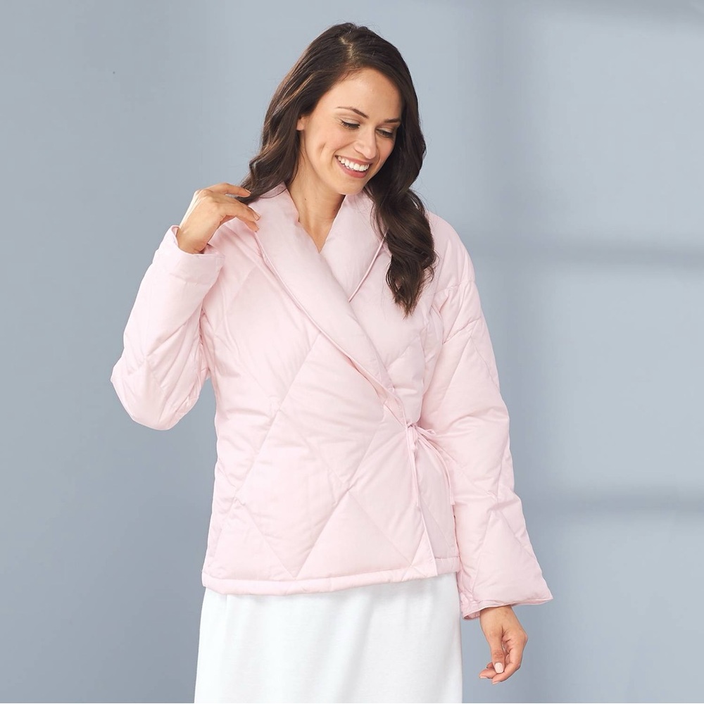 Elegant Pink Quilted Wrap Robe